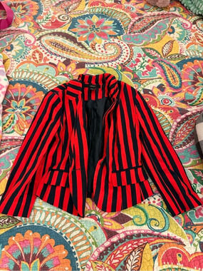 Forever 21 Striped Blazer in Red & Black Size Small